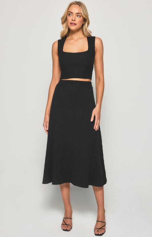 A-Line Knit Midi Skirt