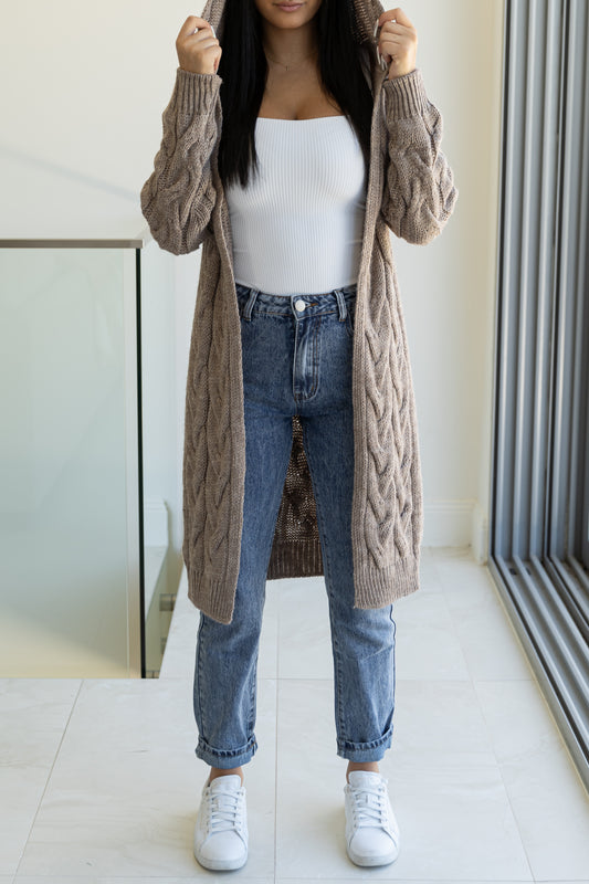 Open Front Hooded Cardigan